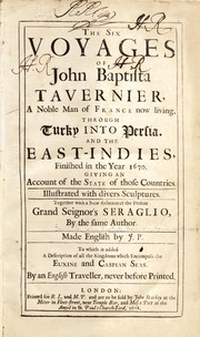 Cover of: The six voyages of John Baptista Tavernier
