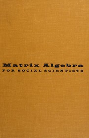 Cover of: Matrix algebra for social scientists