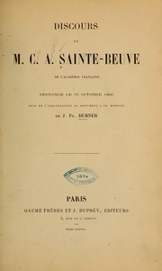 Cover of: Discours de M. C. A. Sainte-Beuve ...