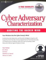 Cover of: Cyber Adversary Characterization: Auditing the Hacker Mind