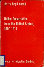 Cover of: Italian repatriation from the United States, 1900-1914.