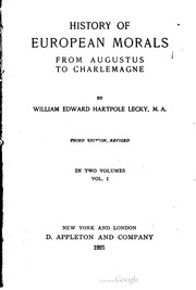 Cover of: History of European morals from Augustus to Charlemagne by 