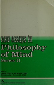 Cover of: New essays in philosophy of mind.