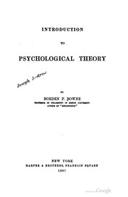 Cover of: Introduction to psychological theory