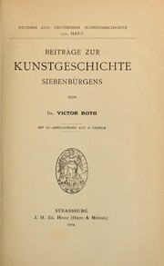 Cover of: Beiträge zur Kunstgeschichte Siebenbürgens by Victor Roth