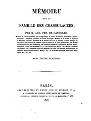 Cover of: Mémoire sur la famille des crassulacées