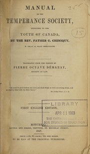 Cover of: Manual of the Temperance Society: dedicated to the youth of Canada ...