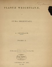 Cover of: Plantae Wrightianae e Cuba orientali