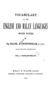 Cover of: Vocabulary of the English and Malay languages
