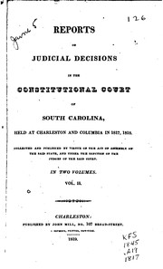 Cover of: Reports of Judicial Decisions in the Constitutional Court of South Carolina ...