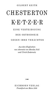 Ketzer by Gilbert Keith Chesterton