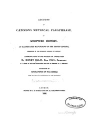 Cover of: Account of Caedmon's metrical paraphrase of Scripture history