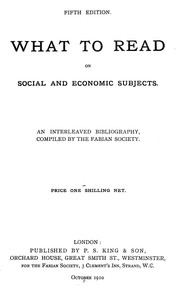 Cover of: What to read on social and economic subjects.: An interleaved bibliography