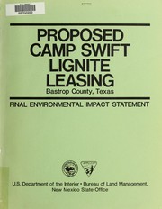 Cover of: Proposed Camp Swift lignite leasing, Bastrop County, Texas: final environmental impact statement