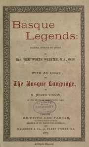Cover of: Basque legends: collected, chiefly in the Labourd