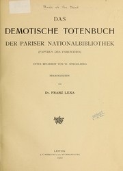 Cover of: Das demotische Totenbuch der Pariser Nationalbibliothek (papyrus des Pamonthes)
