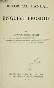Cover of: Historical manual of English prosody
