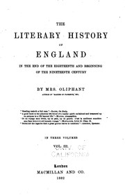 Cover of: The literary history of England in the end of the eighteenth and beginning of the nineteenth century by Margaret Oliphant