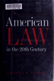 Cover of: American law in the twentieth century
