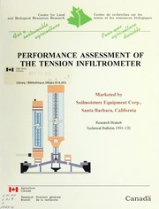 Cover of: Performance assessment of the tension infiltrometer by Center for Land and Biological Resources Research (Canada)