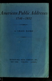 Cover of: American public addresses, 1740-1952.