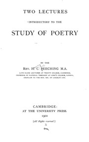 Cover of: Two lectures introductory to the study of poetry