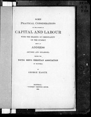 Some practical considerations on the subject of capital and labour with the bearing of Christianity on the subject