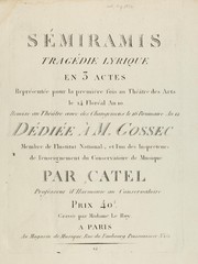 Cover of: Sémiramis: tragédie lyrique en 3 actes
