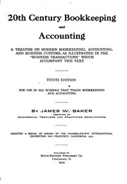 Cover of: 20th century bookkeeping and accounting by Baker, James W.