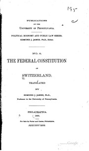 Cover of: The federal constitution of Switzerland.