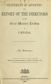 Cover of: Statement of accounts and report of the directors of the Great Western railway of Canada