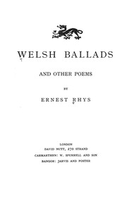 Cover of: Welsh ballads: and other poems