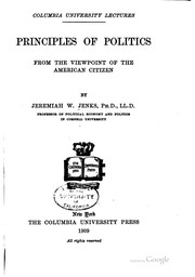 Cover of: Principles of politics from the viewpoint of the American citizen