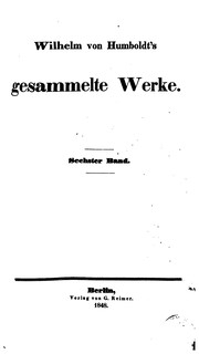 Cover of: GESAMMELTE WERKE by Wilhelm von Humboldt