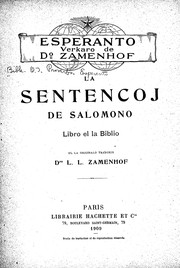 Cover of: La Sentencoj de Salomono: Libro el la Biblio