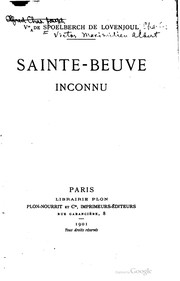 Cover of: Sainte-Beuve inconnue.