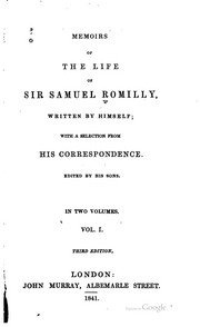 Cover of: Memoirs of the life of Sir Samuel Romilly