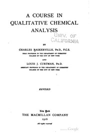 Cover of: A course in qualitative chemical analysis