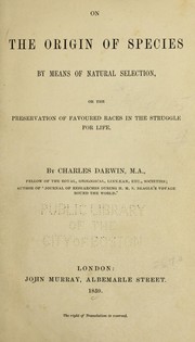 Cover of: On the origin of species by means of natural selection, by Charles Darwin