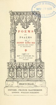 Cover of: Poems and psalms by Henry King ...