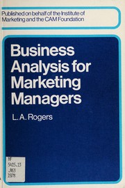 Cover of: Business analysis for marketing managers