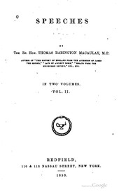 Cover of: Speeches by the Rt.: Hon. Thomas Babington Macaulay ...