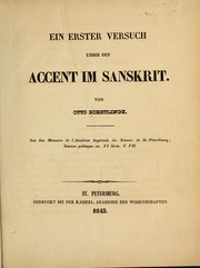 Cover of: Ein erster versuch ueber den accent im sanskrit