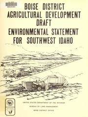 Cover of: Draft environmental statement, Boise District agricultural development