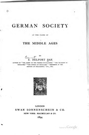 Cover of: German society at the close of the Middle Ages.