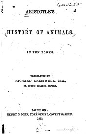 Cover of: Aristotle’s History of Animals by Aristotle