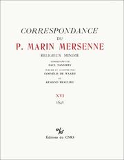 Cover of: Correspondance du P. Marin Mersenne: religieux minime