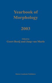 Cover of: Yearbook of morphology 2003