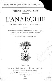 Cover of: L'Anarchie by Peter Kropotkin
