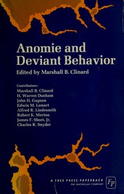 Cover of: Anomie and deviant behavior: a discussion and critique.